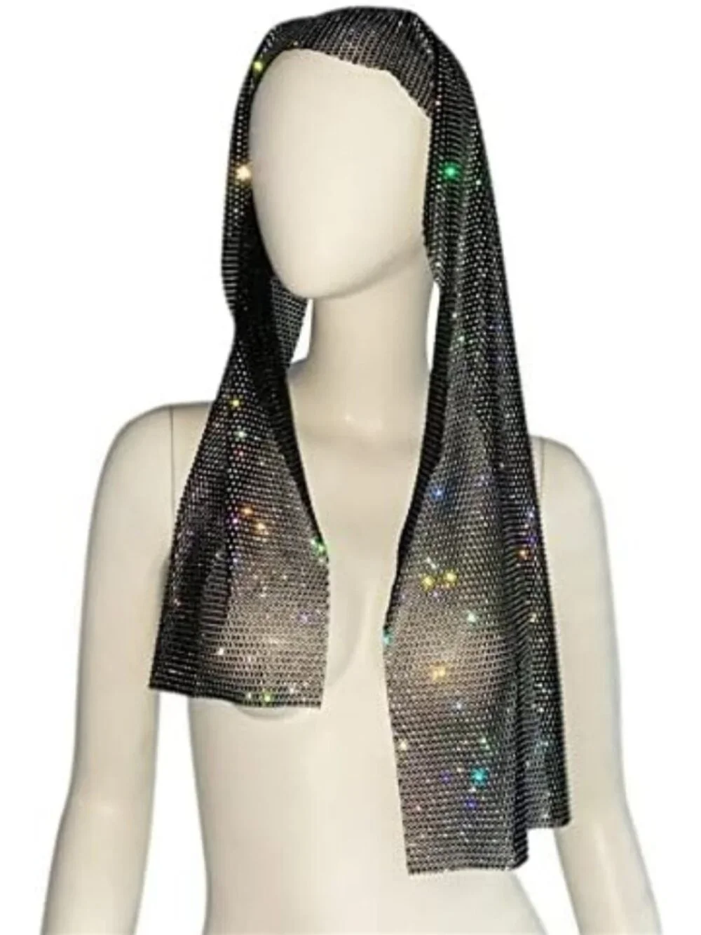 Sparkly Rhinestone Mesh Headband | Crystal Hair Scarf for Party & Rave Style